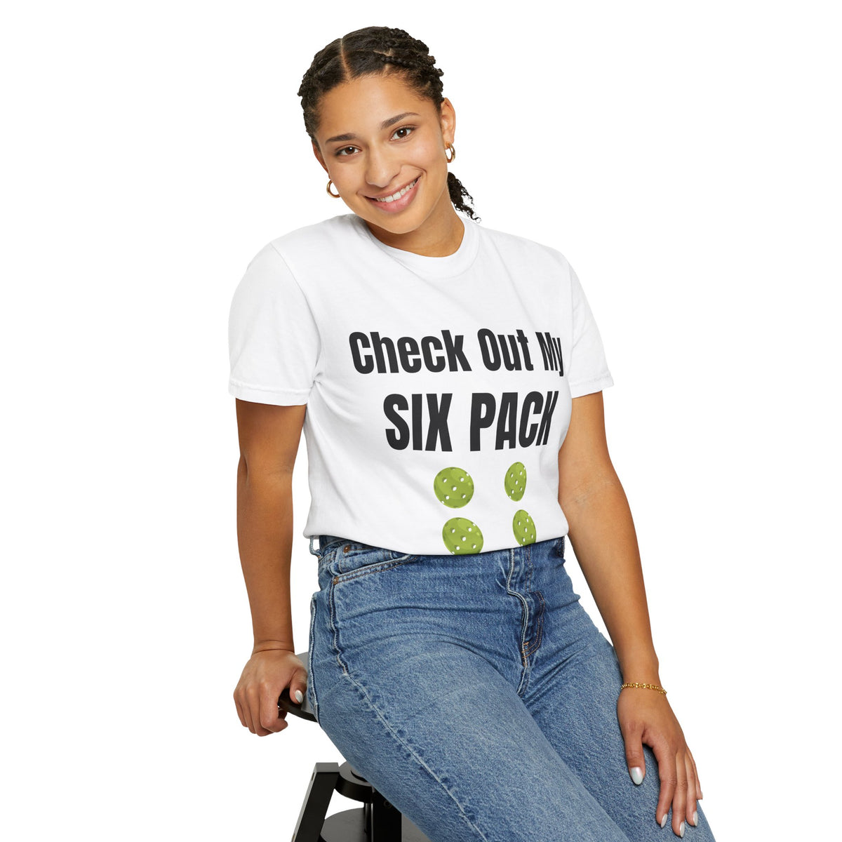 T-Shirt — "Check Out My Six Pack" Pickleball Six-Pack Funny Graphic Tee