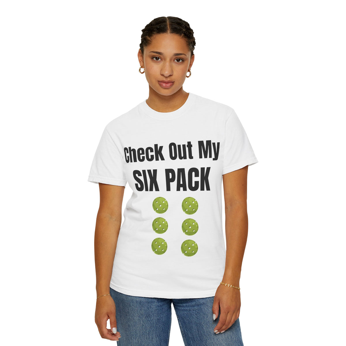 T-Shirt — "Check Out My Six Pack" Pickleball Six-Pack Funny Graphic Tee