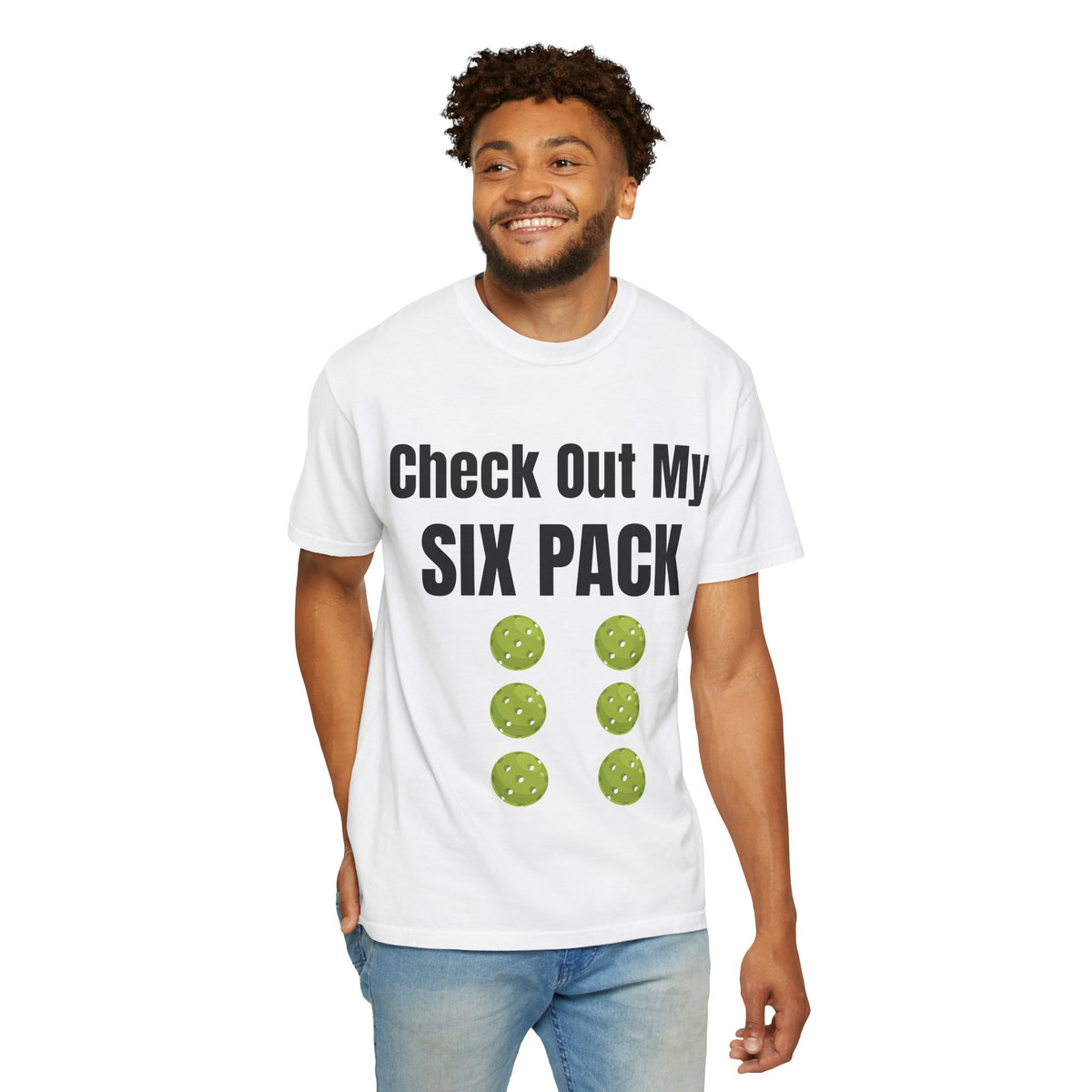 T-Shirt — "Check Out My Six Pack" Pickleball Six-Pack Funny Graphic Tee