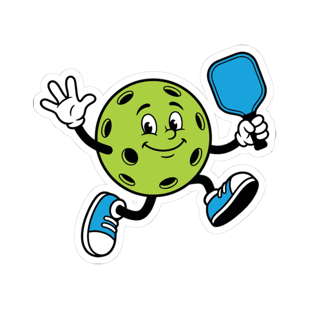 Pickleball Paddle Character Sticker - Cute Green Pickleball Kiss-Cut Sticker