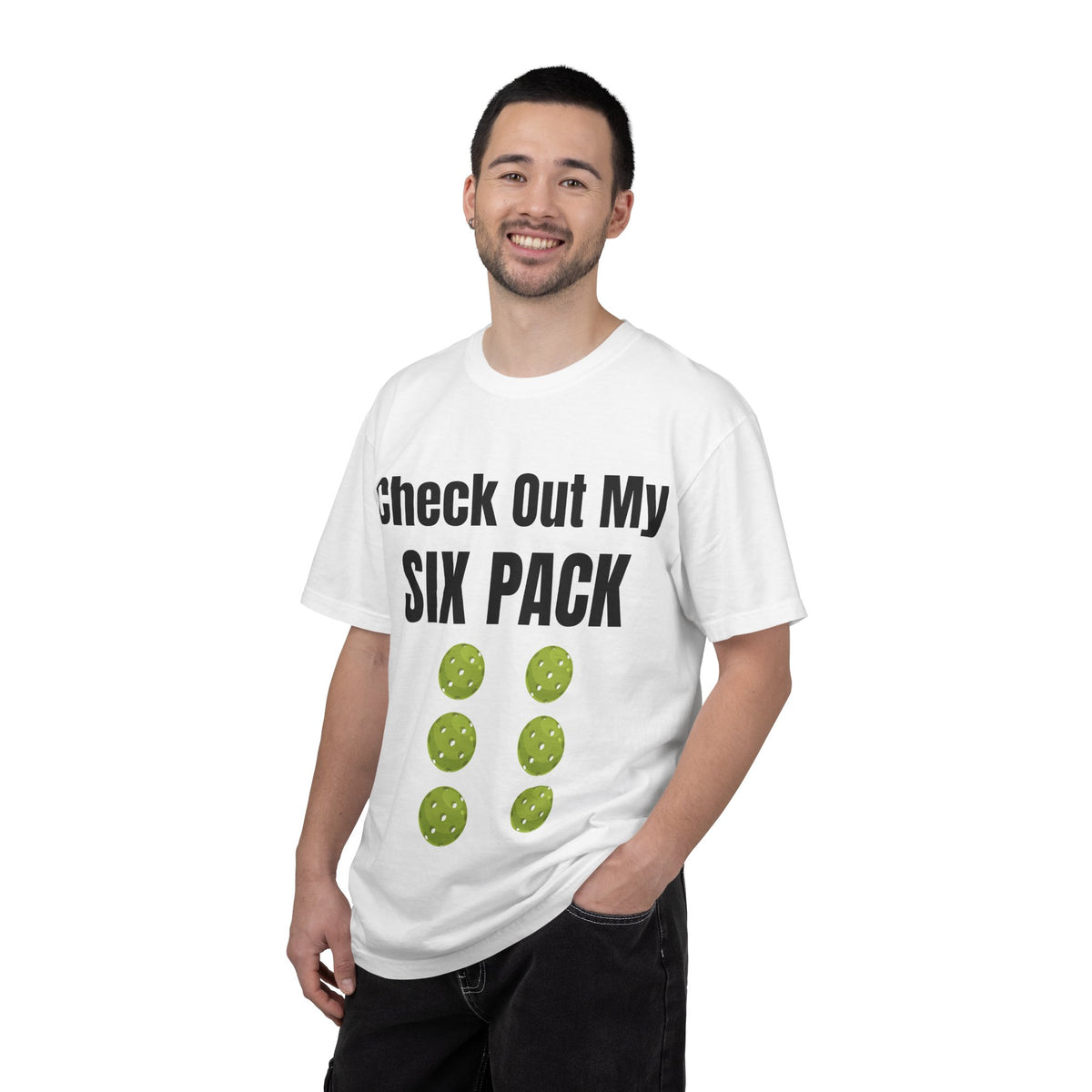 T-Shirt — "Check Out My Six Pack" Pickleball Six-Pack Funny Graphic Tee