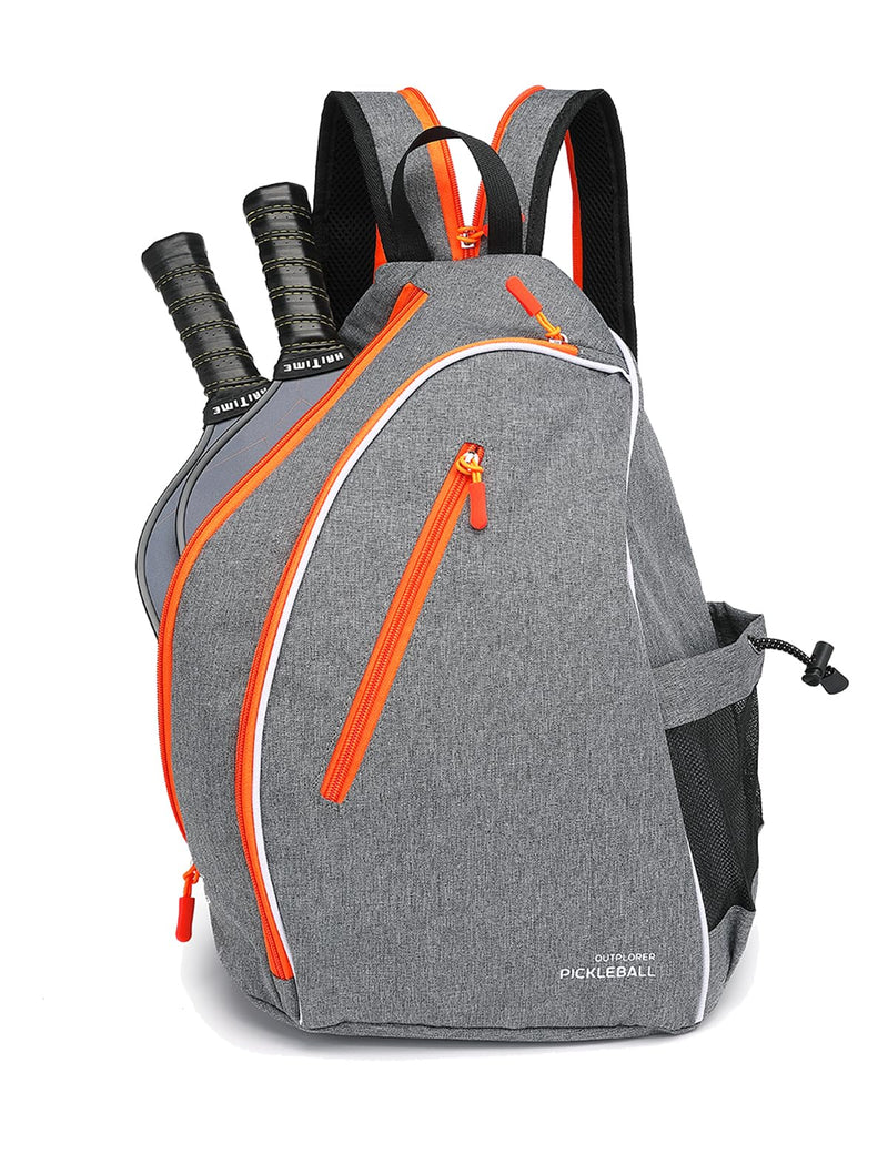OUTPLORER Pickleball Bag for Men Women Pickleball Backpack Reversible Crossbody Sling Bag Sports Pickleball Sling Bag Adjustable Pickleball Backpack (Gray B)