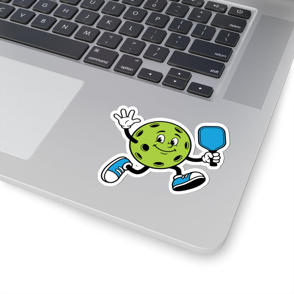 Pickleball Paddle Character Sticker - Cute Green Pickleball Kiss-Cut Sticker