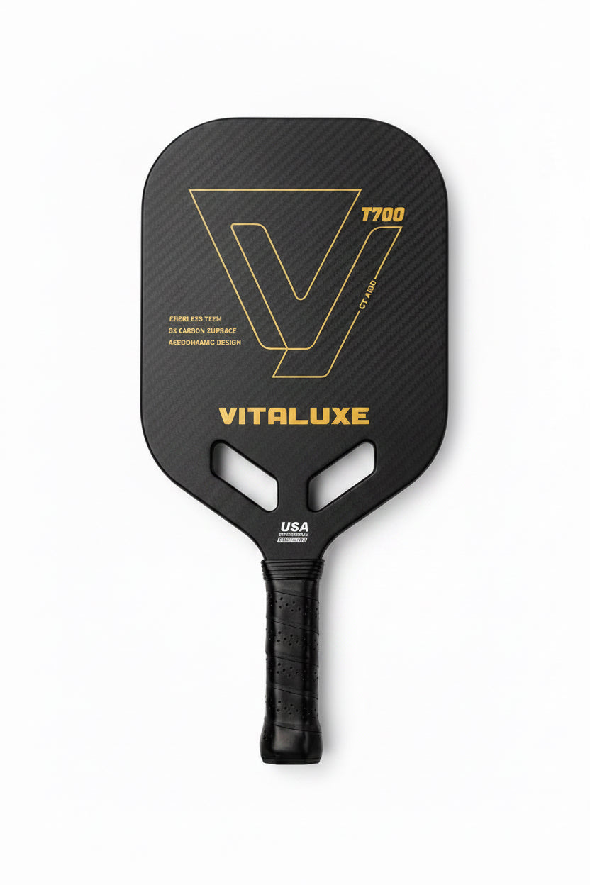 VITALUXE Carbon Fiber Pickleball Paddles Edgeless Thermoformed Paddle with Polymer Core 3K Grit Surface Add Friction for Ultimate Spin 16mm Pickleball Racket with Aero Throat for Power & Control
