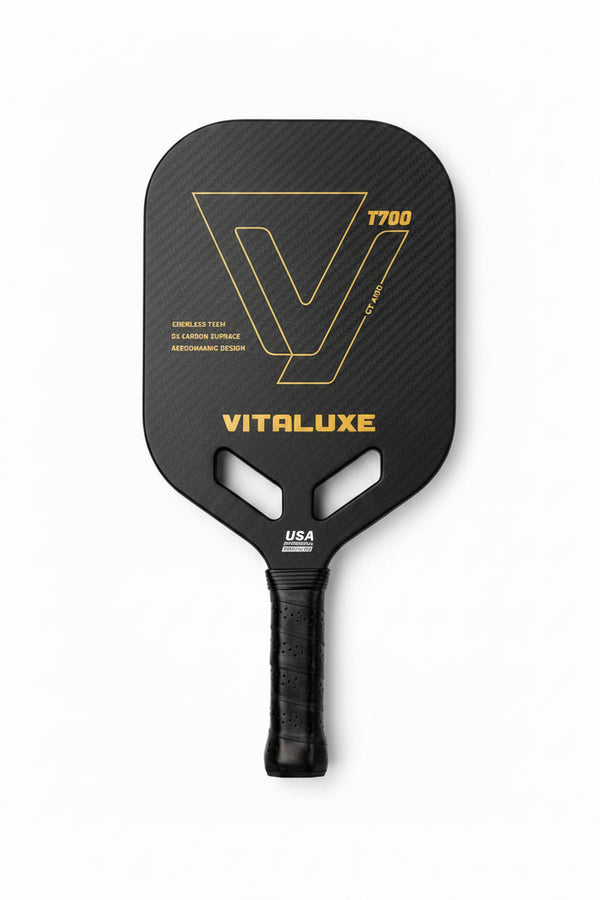 VITALUXE Carbon Fiber Pickleball Paddles Edgeless Thermoformed Paddle with Polymer Core 3K Grit Surface Add Friction for Ultimate Spin 16mm Pickleball Racket with Aero Throat for Power & Control