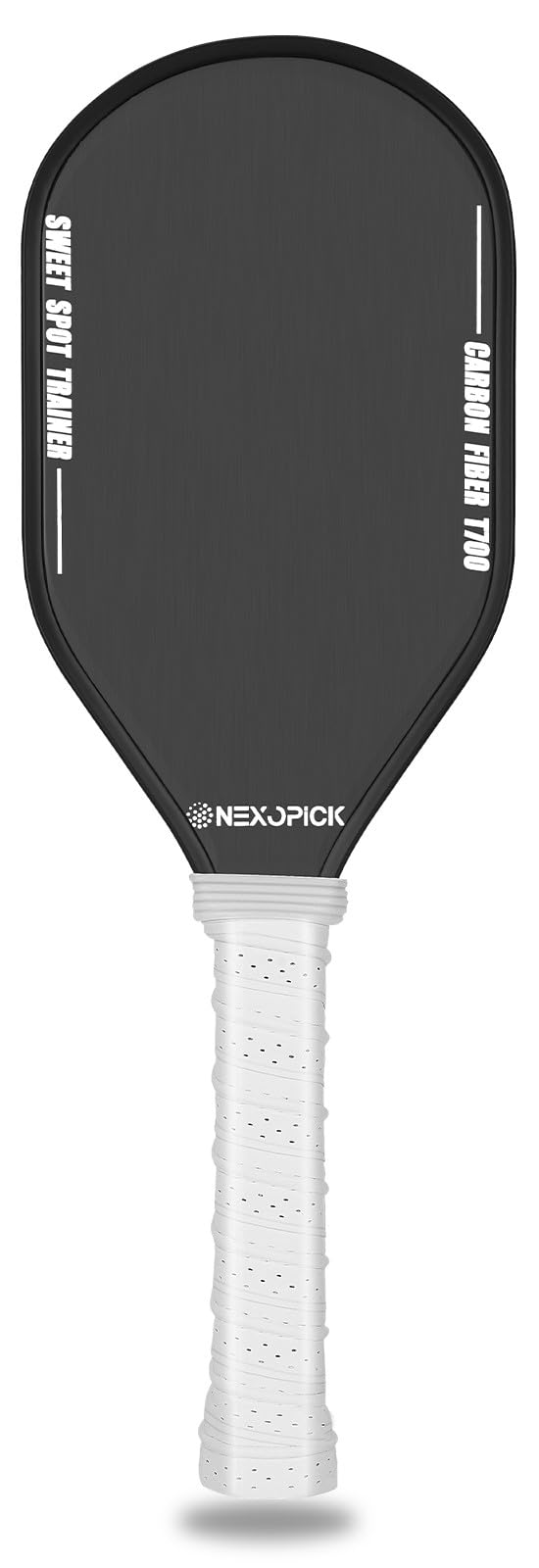 Nexopick Pickleball Training Paddle Sweet Spot Pickleball Trainer T700 Raw Carbon Fiber with Frosted Surface 16mm Core Mini Pickleball Practice Paddle Extra Long Handle for Shot Swing Training
