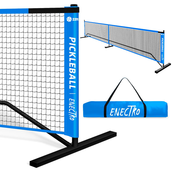 ENECTRO Pickleball Net 22FT Regulation Size Portable Pickleball Net for Driveway Court or Backyard Metal Frame Pickleball Net Set with Carrying Bag for Outdoor Indoor Game